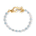 GP - Aquamarin, Süßwasser Perle (3.5-4mm) Armband ca. 19 cm 925 Silber 750 Gelbgold vermeil