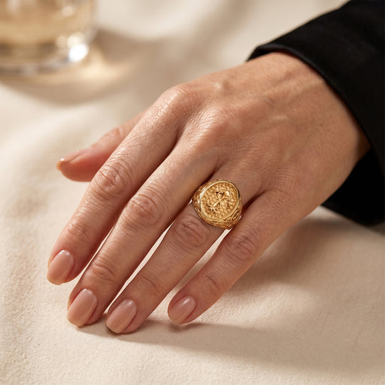 EVER TRUE Reine Bronze 750 Vergoldet Anker-Motiv Ring (Größe 17.00) ca. 10,51g
