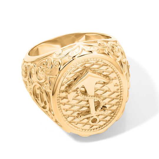 EVER TRUE Reine Bronze 750 Vergoldet Anker-Motiv Ring (Größe 17.00) ca. 10,51g