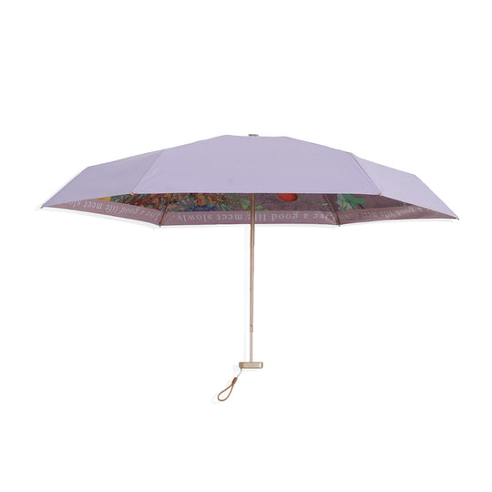 Taschenschirm mit Blumen-Innenprint und UV-Schutz, 5-fach faltbar, Strebenlänge 50cm, Dunkelblau