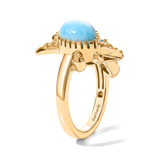 EVER TRUE AA Larimar, Neon Apatit Ring Reine Bronze (Größe 19.00) ca. 2,45 ct