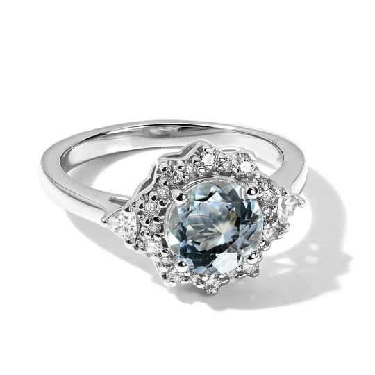 D'Joy AA Aquamarin, Moissanit Ring 925 Silber Rhodiniert (Größe 19.00) ca. 1,50 ct