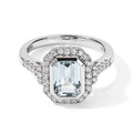 D'Joy AA Aquamarin, Moissanit Ring 925 Silber Rhodiniert (Größe 18.00) ca. 1,88 ct