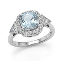 D'Joy AA Aquamarin, Moissanit Ring 925 Silber Rhodiniert (Größe 17.00) ca. 1,76 ct