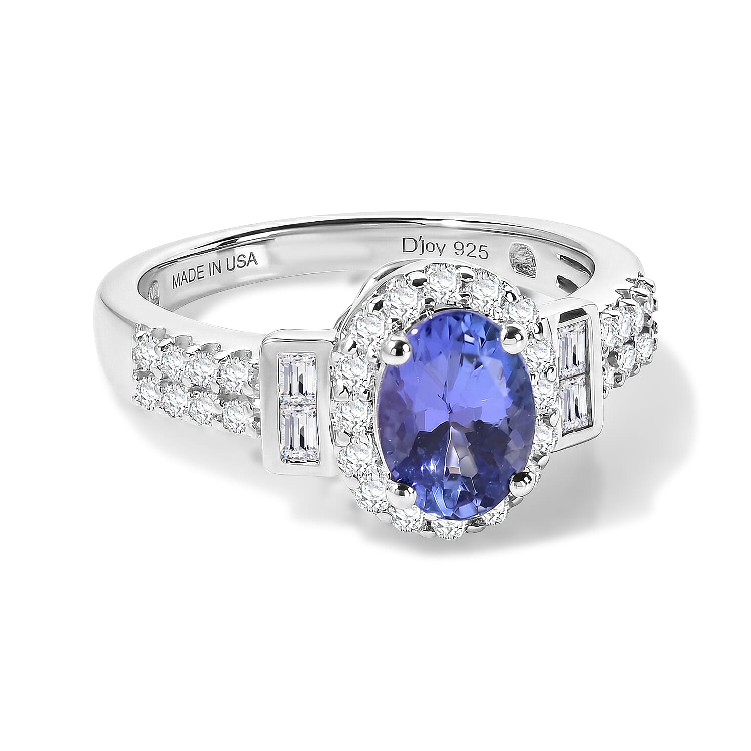 D'Joy AA Tansanit, Moissanit Ring 925 Silber Rhodiniert (Größe 17.00) ca. 1,53 ct