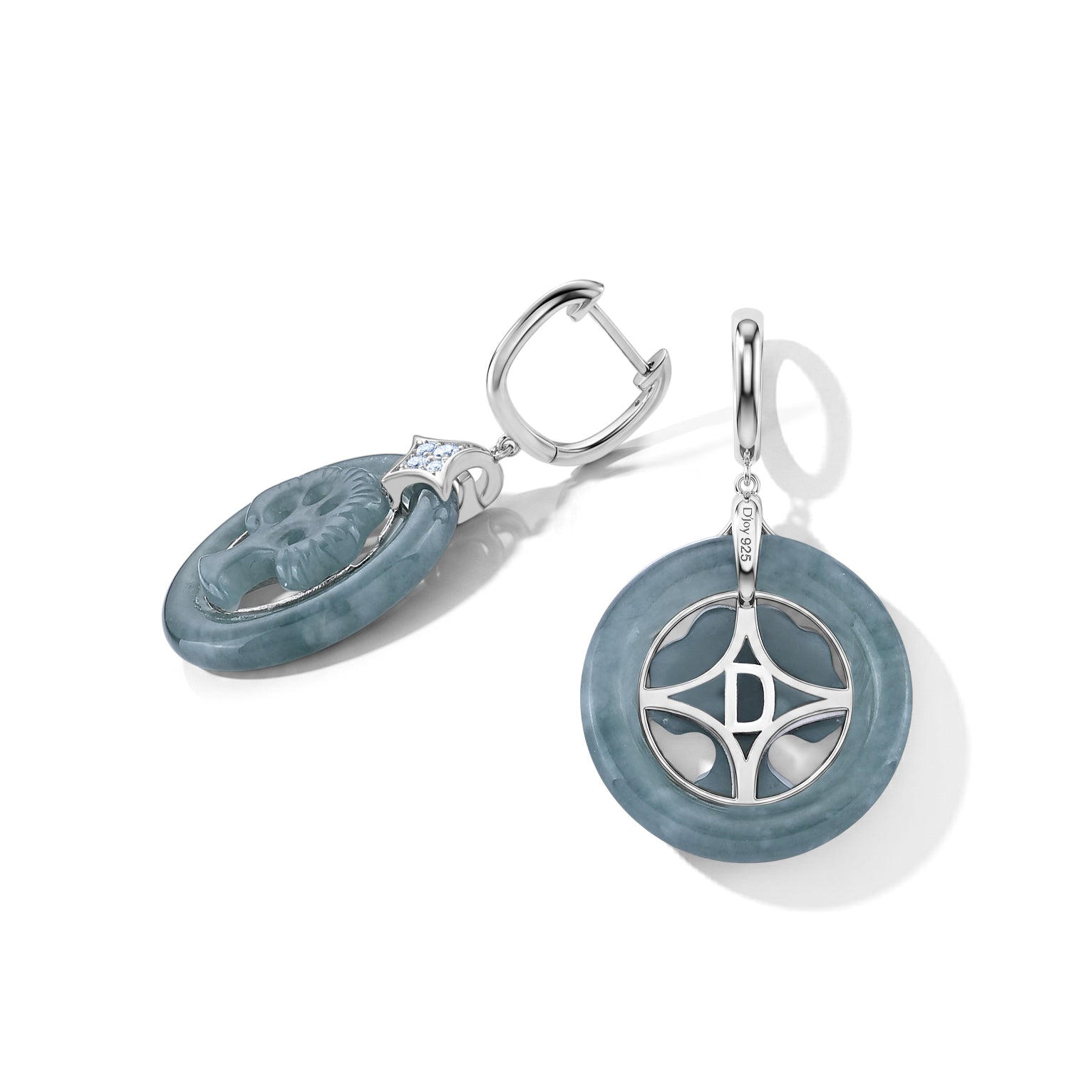 D'Joy Olmek Jadeit Ohrringe 925 Silber Rhodiniert ca. 86,20 ct.