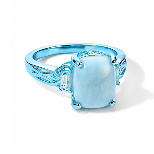 EVER TRUE AA Larimar, Weißer Zirkon Ring Reine Bronze Ion Blau Beschichtung (Größe 20.00) ca. 7,09 ct