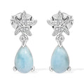 EVER TRUE AA Larimar, Weißer Zirkon Ohrringe Reine Bronze ca. 2,23 ct.