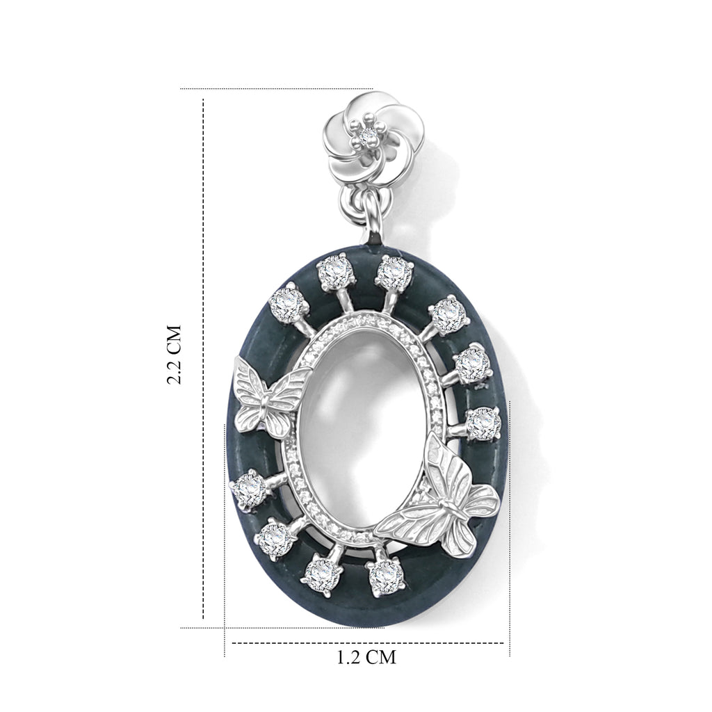 D'Joy Olmek Jadeit, Moissanit Ohrringe 925 Silber Rhodiniert ca. 42.00 ct