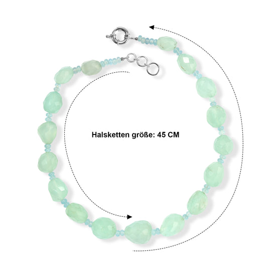 EVER TRUE Chalzedon, Blau Chalcedony Verbessert Halskette ca. 45 cm Nickelfreies Messing Platiniert ca. 490.00 ct