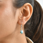 D'Joy AAA Larimar, Weißer Diamant Ohrringe 925 Silber Rhodiniert und 750 Gelbgold Vermeil ca. 3,04 ct.