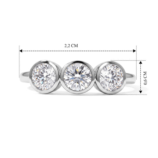 D'Joy Moissanit Ring 925 Silber Platiniert (Größe 18.00) ca. 1,34 ct