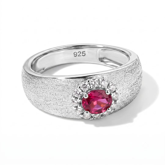 D'Joy AAA Afrikanischer Rubin (Fissure gefüllt), Weißer Zirkon Ring 925 Silber 750 Gelbgold vermeil (Größe 19.00) ca. 0,81 ct