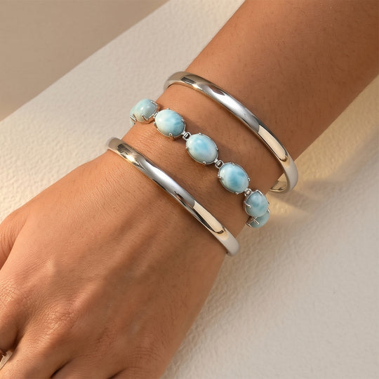 D'Joy AAA Larimar Armband ca. 19 cm 925 Silber Rhodiniert ca. 26,49 ct.