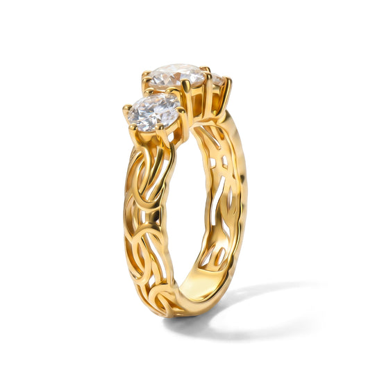 SHOPLC JUBILÄUMS DESIGN D'Joy Moissanit Ring 925 Silber 750 Vergoldet (Größe 19.00) ca. 1.64 ct