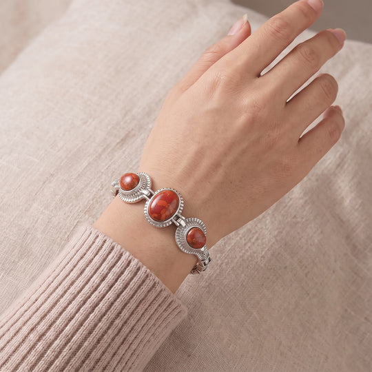 EVER TRUE Blaues Türkis Armband ca. 16.5 cm 316L Edelstahl ca. 14.82 ct