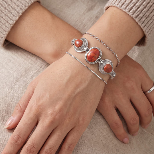 EVER TRUE Blaues Türkis Armband ca. 16.5 cm 316L Edelstahl ca. 14.82 ct