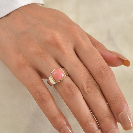 EverTrue AA peruanischer rosa Opal Ring, Bronze mit Platin E-Beschichtung - 4,20 ct.