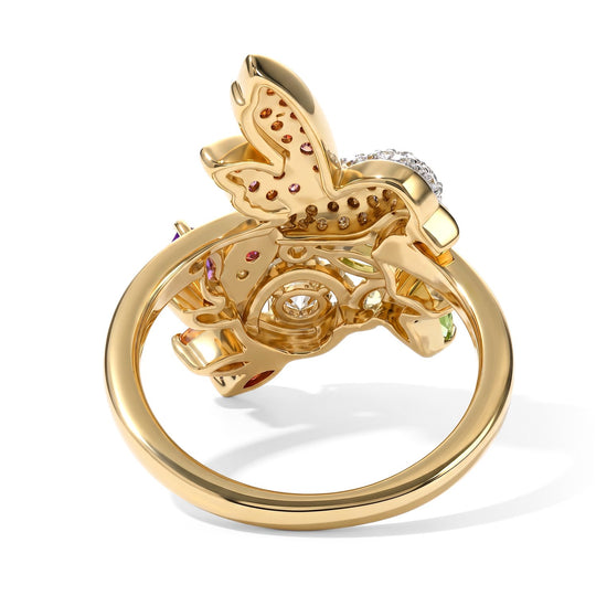 D'Joy AA Mehrfarbiger Edelstein Ring 925 Silber 750 Gelbgold vermeil (Größe 20.00) ca. 1.46 ct