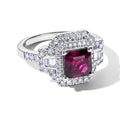D'Joy AAA Radiant Ember Granat, Moissanit Ring 925 Silber Rhodiniert (Größe 20.00) ca. 3,03 ct