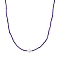 Afrikanischer Amethyst, Weiße Edison Perle (7-10mm) Halskette ca. 50 cm 316L Edelstahl Goldton 30.01 ct