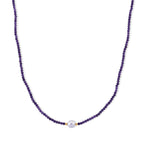 Afrikanischer Amethyst, Weiße Edison Perle (7-10mm) Halskette ca. 50 cm 316L Edelstahl Goldton 30.01 ct