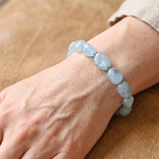 Aquamarin 20cm Armband, Edelstahl - 115 ct.