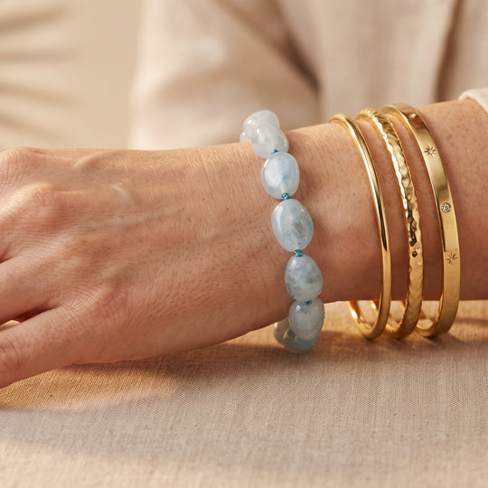 Aquamarin 20cm Armband, Edelstahl - 115 ct.