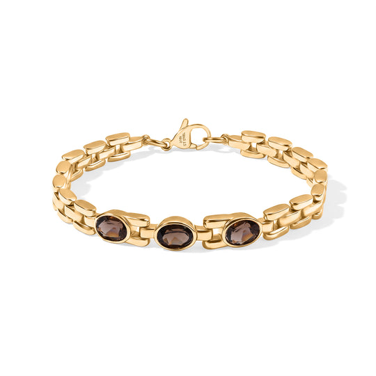 EVER TRUE Roter Granat, Himmelblauer Topas Armband ca. 16.5 cm 316L Edelstahl 750 Vergoldet ca. 2.71 ct