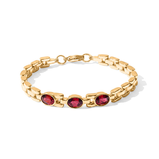 EVER TRUE Roter Granat, Himmelblauer Topas Armband ca. 16.5 cm 316L Edelstahl 750 Vergoldet ca. 2.71 ct
