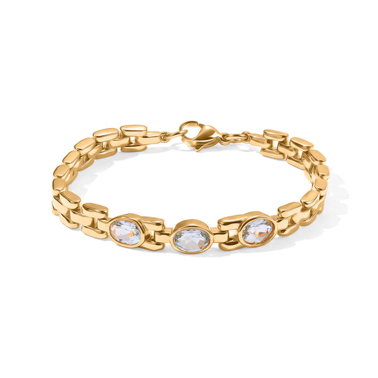 EVER TRUE Roter Granat, Himmelblauer Topas Armband ca. 16.5 cm 316L Edelstahl 750 Vergoldet ca. 2.71 ct