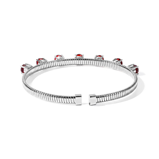 EverTrue Rubin Feuer Triplett Quarz 18,5cm Armreif, Edelstahl - 4,38 ct.
