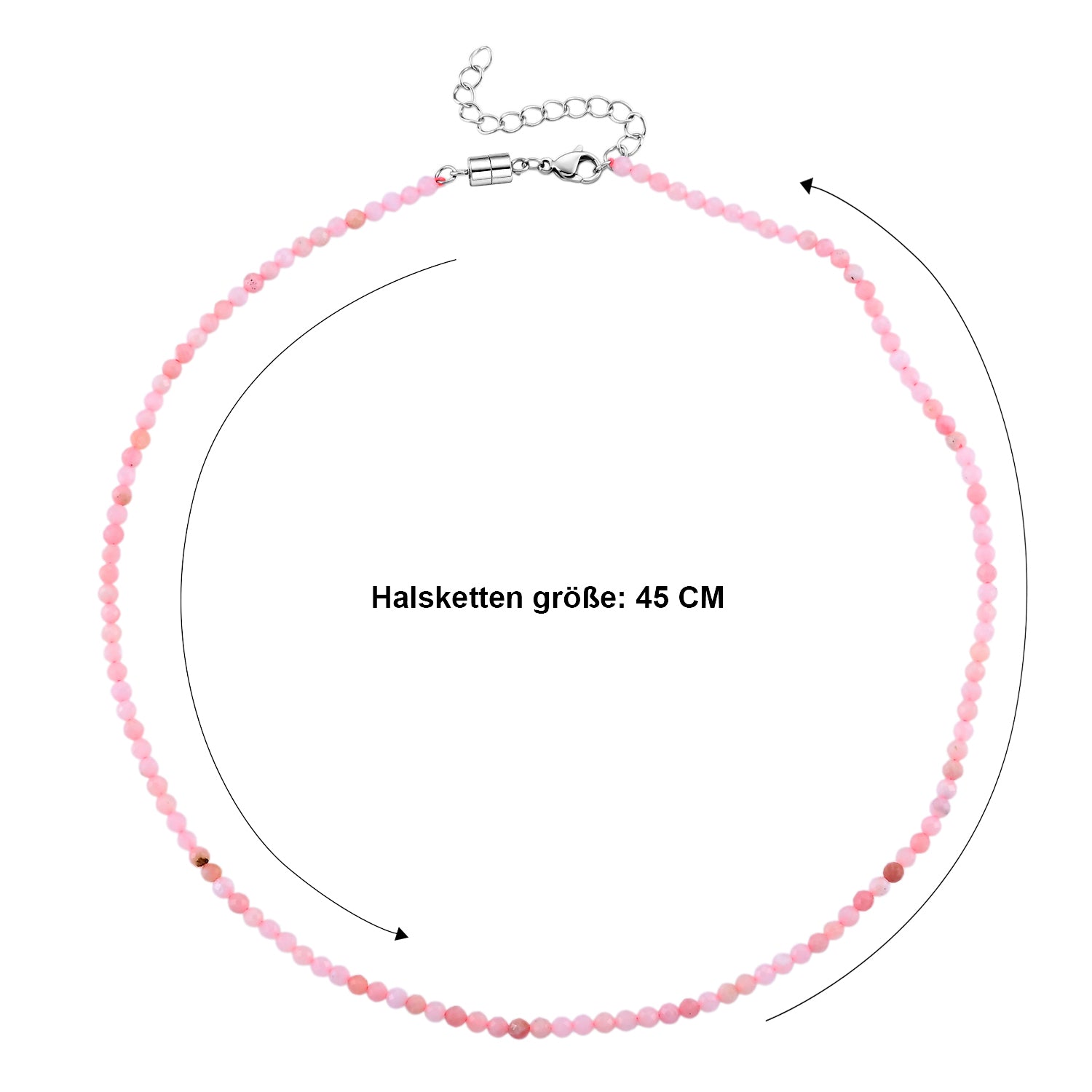 Rosa Opal Halskette ca. 45 cm 316L Edelstahl ca. 25.00 ct