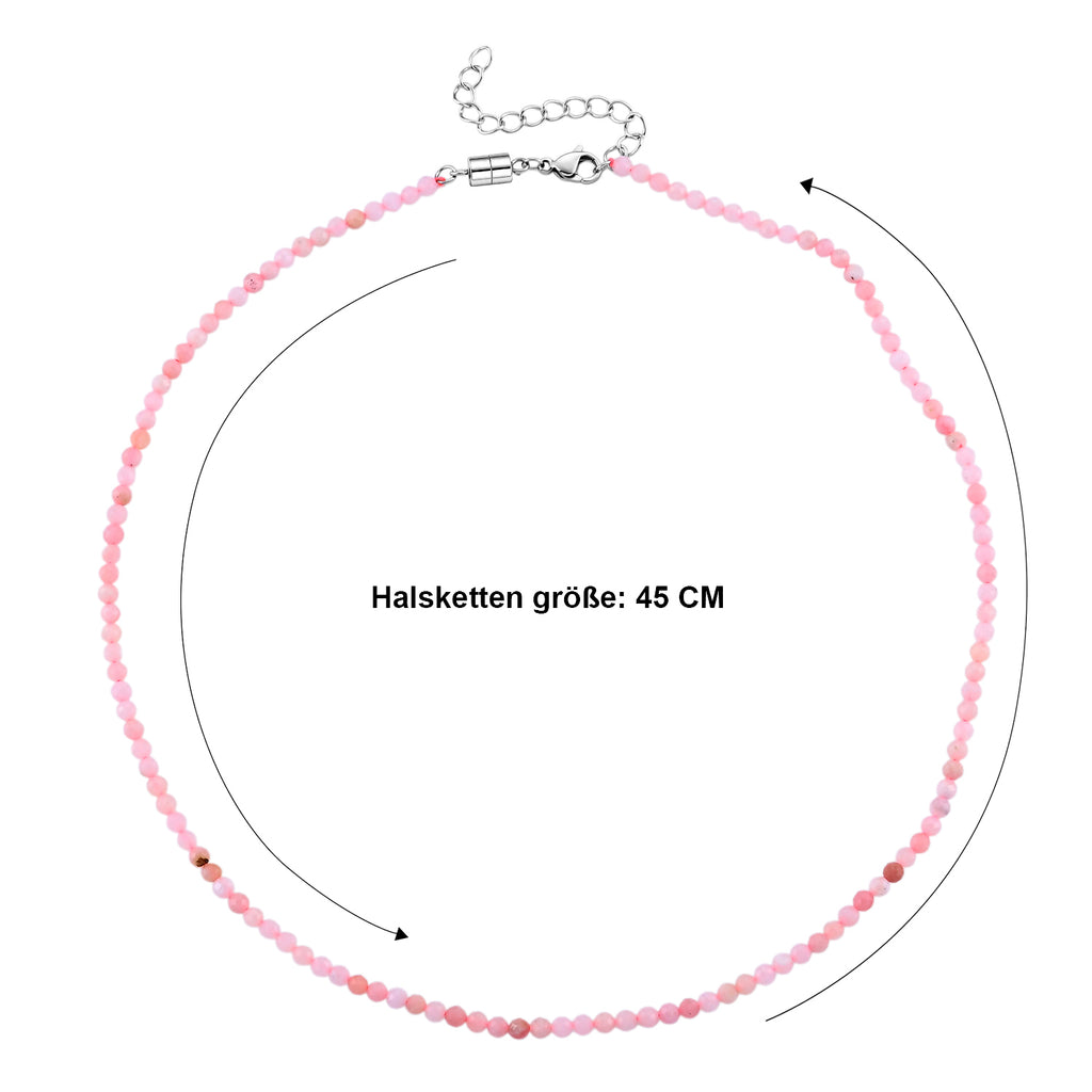 Rosa Opal Halskette ca. 45 cm 316L Edelstahl ca. 25.00 ct
