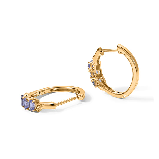 EverTrue Tansanit Trilogie Ohrringe, Messing mit Gelbgold E-Beschichtung - 1,20 ct.
