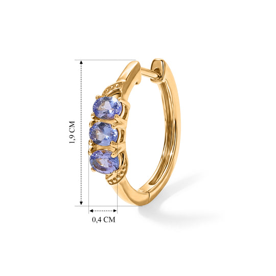 EverTrue Tansanit Trilogie Ohrringe, Messing mit Gelbgold E-Beschichtung - 1,20 ct.