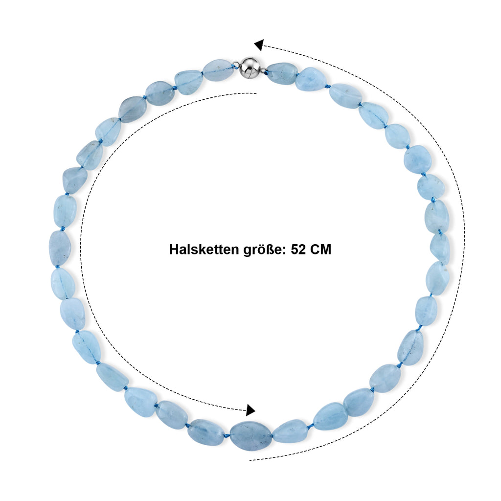 Aquamarin Halskette ca. 50 cm 316L Edelstahl ca. 230,00 ct.