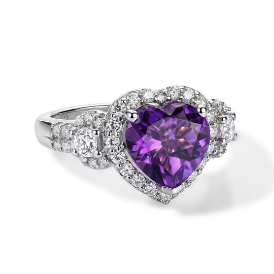 D'Joy AA Sambischer Amethyst, Moissanit Ring 925 Silber Rhodiniert (Größe 18.00)   (10-16 Werktage Lieferzeit) ca. 2,75 ct