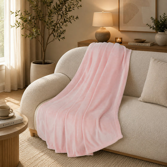 LIVMORE unifarbene Kuscheldecke, 150 x 200 cm, Beige