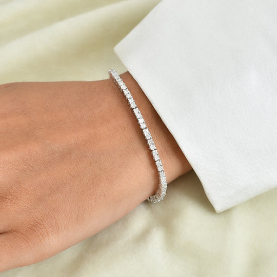 D'Joy weißer Diamant Eternity 19cm Armband, 925 Silber rhodiniert - 3,03 ct.