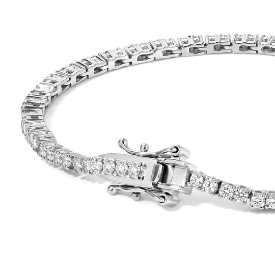 D'Joy weißer Diamant Eternity 19cm Armband, 925 Silber rhodiniert - 3,03 ct.