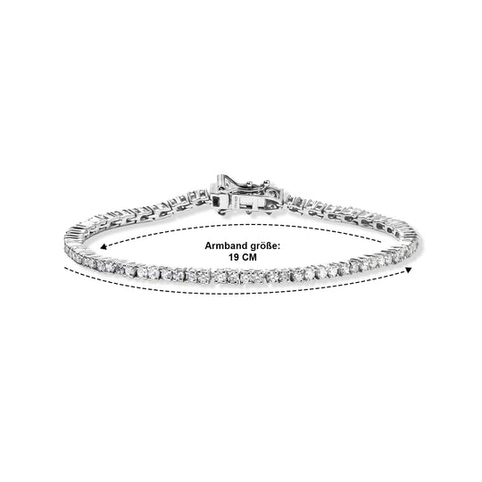 D'Joy weißer Diamant Eternity 19cm Armband, 925 Silber rhodiniert - 3,03 ct.