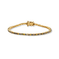 D'Joy Blauer Diamant, Natürlicher Champagner Diamant Armband ca. 19 cm 925 Silber 750 Gelbgold vermeil ca. 3.00 ct