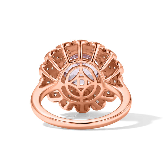 D'Joy Rose de France Amethyst und Zirkon floraler Halo Ring, 925 Silber 750 Roségold Vermeil - 3,98 ct.