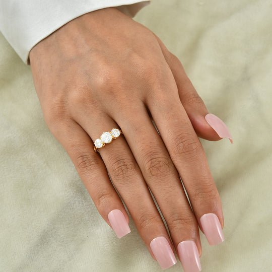 SHOPLC JUBILÄUMS DESIGN D'Joy Moissanit Ring 925 Silber Vergoldet (Größe 20.00) ca. 1.65 ct
