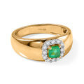 D'Joy AAA Kagem Sambischer Smaragd, Weißer Zirkon Ring 925 Silber Gold (Größe 18.00) ca. 0,60 ct