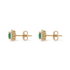 D'Joy AAA Kagem Sambischer Smaragd, Weißer Zirkon Ohrringe 925 Silber Gold ca. 1,18 ct.