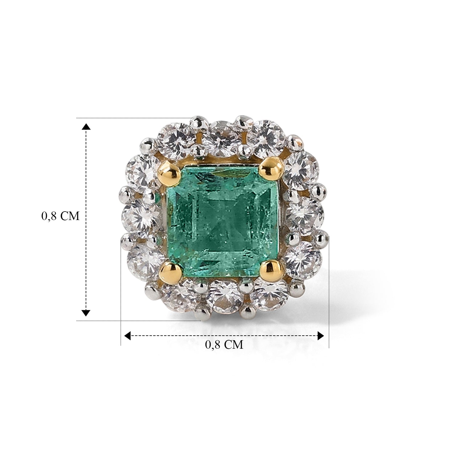 D'Joy AAA Kagem Sambischer Smaragd, Weißer Zirkon Ohrringe 925 Silber Gold ca. 1,18 ct.