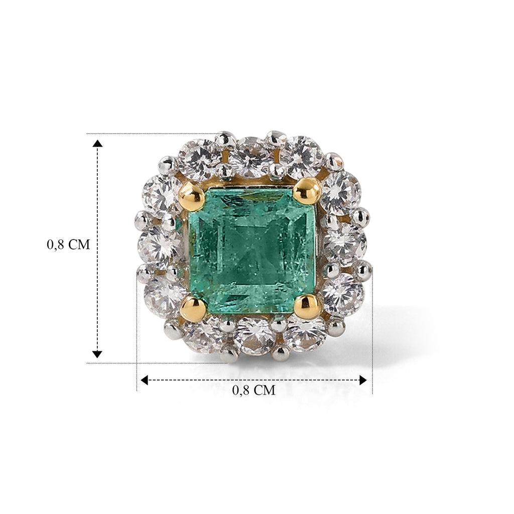 D'Joy AAA Kagem Sambischer Smaragd, Weißer Zirkon Ohrringe 925 Silber Gold ca. 1,18 ct.