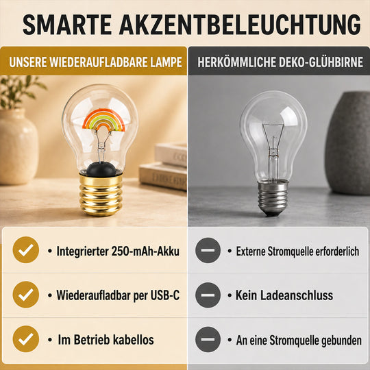 LIVMORE Dekorative Wiederaufladbare LED-Glaslampe mit Love-Motiv & USB-C (ca. 6,5 x 12 cm)